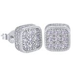 VEXXS Diamond Stud Earrings for Men, 14K Gold Plated Iced Out Earrings Micro Pave 5A CZ Stones Men’s Studs, Hypoallergenic Earrings for Men Hip Pop Earrings Street wear (C-White Gold)