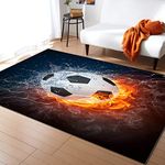 Football Basketball Pictures Large Carpet Living Room Bedroom Decoration Soccer Sport Area Rug Kitchen Hallway Home Entrance Door Mat kids Teenager Boys Girls Room Play Mat (Navy,100x120 cm)