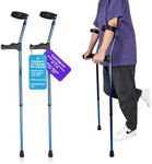 Forearm Crutches for Adults - Pair of Crutches with Metal Spine Articulating Arm Cuff TPR Ergonomic Hand Grip & Wider Rubber Tip for Broken Foot or Leg Injuries, Lightweight & Comfortable Leg Support