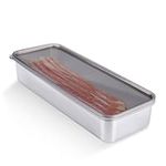 NQEUEPN Bacon Keeper for Fridge, Stainless Steel Airtight Deli Meat Box Cheese Storage for Freezer Food Containers with Lids Kitchen Refrigerator Organizers