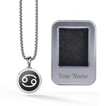 Giftana Zodiac Necklace with Personalized Metal Gift Box, Zirconia Cancer Necklace, Horoscope Sign Constellation Circle Zodiac Sign Star Pendant With Chain for Women and Men, 18" Birthday Gift