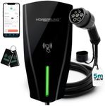 VORSPRUNG® Alpha Smart EV Charger 7kW | Type 2 Tethered | Single Phase Wallbox | Top-Spec Home EV Car Charging Station | IP65, 5m Cable, Adjustable Power, Smart App, PEN Protection | 3 Year Warranty