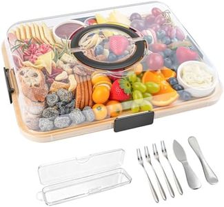 Maxboro Charcuterie Board Set with Lid, Travel Portable Design Bamboo Cheese Board, Gift for Housewarming, Christmas, Weddings, Picnics (1 Compartment)