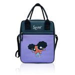 sylver Power Puff Tiffin/Lunch Bag for All - Women, Men, Kids.for Office, College, School, Gym, outings. Front Pocket,Durable Handles, Size: H-11, L-8.5, W-4.5 CMS. Purple/Grey Color.