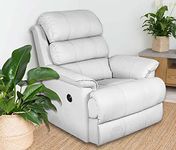 Lezino 1 Seater Electric Motorized Recliner Chair in Faux Leather(Leatherette) (Motorized Recliner, White)