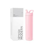 Simple Modern Water Bottle with Straw lid | Insulated Stainless Steel Thermos | Reusable Travel Water Bottles for Gym & Sports | Leak Proof & BPA Free | Mesa Collection | 24oz, Blush