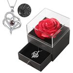 Heniniy Forever Rose With I Love You Heart Necklace 100 Languages Projection, Birthday Gifts For Women, Romantic Valentine Gifts For Girlfriend Wife Mom Grandma, Eternal Rose Flower