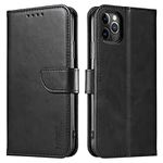 LOLFZ Wallet Case for iPhone 11 Pro Max, Vintage Leather Book Case with Card Holder Kickstand Magnetic Closure Flip Case Cover for iPhone 11 Pro Max - Black