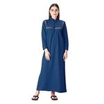 ABACADA'S GAJAB Women's Fleece Solid Maxi Nighty (WNS1060TB_Turquoise Blue_Free Size)