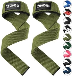 DMoose Fitness Lifting Straps - 4mm Neoprene Padded Wrist Straps for Weightlifting & Powerlifting - Cotton Lifting Strap with Silicone Grip for Men & Women (Military Green)