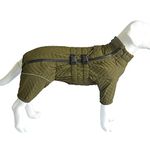 Warm Dog Coat Double Layers Dog Vest, 9 Legs Covered Windproof Waterproof Reflective Warm Dog Vest Outdoor Skating Dog Costume for Small Medium Large Dogs Olive XL