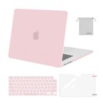 MOSISO Compatible with MacBook Air 15 inch Case 2023 2024 Release M3 A3114 M2 A2941 with Liquid Retina Display&Touch ID, Plastic Hard Shell&Keyboard Cover&Screen Protector&Storage Bag, Baby Pink