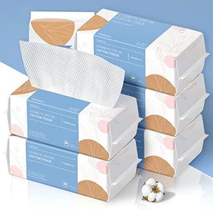 PoeticEHome Soft Dry Wipe 6 Pack, 100% Cotton Face Tissues, Lint Free Facial Cleansing Towels Disposable, Extra Thick Dry and Wet Use for Sensitive Skin, Makeup Removing, Surface Cleaning (600 Count)