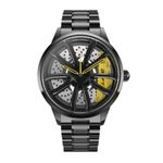 DriftElement Performance GT Rim Watch Men - Sports car Men's Wristwatch in 3D Design - Custom Designer Watch with Mineral Glass - Quartz Watch (Yellow)