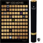 Divalis Top 100 Movies Scratch Off Poster - Easy to Frame Bucket List of Greatest Films to Watch - Scratchable Cinema Checklist Poster - Must See Movie Challenge