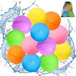 Reusable Water Balloons, 12 Pack Refillable Water Bombs Self Sealing Quick Fill, Latex-Free Silicone Outdoor Toys for Kids Adults Summer Fun Pool Beach Water Toys Birthday Gifts