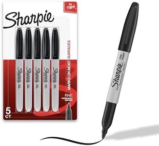 Sharpie Permanent Markers Set, Quick Drying And Fade Resistant Fine Tip Marker For Wood, Plastic, Paper, Metal, And More, Drawing, Coloring, And Poster Marker , Black, 5 Count