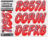 Stiffie Whipline Shark Gray/Lava Red Super Sticky 3" Alpha Numeric Registration Identification Numbers Stickers Decals for Sea-Doo Spark, Inflatable Boats, Ribs, Hypalon/PVC, PWC and Boats.