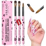 SAVILAND 3PCS Ultra Smooth Acrylic Nail Brush: Size 8/10/14 Pink Leopard Print Handle Professional Acrylic Brushes for 3D Nail Carving & Nail Extension Salon Home DIY