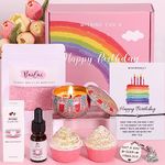 Bath Sets Birthday Pamper Gifts for Women Her, Unique Skin Care Birthday Hampers for Women Happy Birthday Self Care Gifts for Her, Female Birthday Basket Presents Ideas for Women Best Friend, Sister