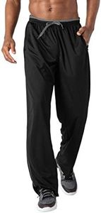 KEFITEVD Mens Tracksuit Bottoms Lightweight Gym Jogger Sweatpants Sports Mesh Trousers with Zip Pockets, Black Grey, M