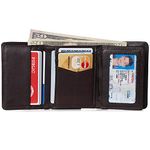 alpine swiss RFID Mens Theo Trifold Wallet Deluxe Capacity With Divided Bill Section Camden Collection Soft Nappa Brown