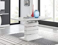 Furniturebox UK Renato Modern White Grey High Gloss Chrome Large Extending Dining Table And 6 8 Stylish Contemporary Lorenzo Dining Kitchen Chairs Set (Dining Table Only, No Chairs)