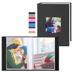 Benjia Small Photo Album 6x4 2 Packs, Each Pack holds 100 Pockets, Slip in Mini Linen Top Loading Photo Albums Holds Portrait Only 10x15cm Picture Black