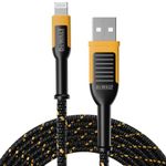 DEWALT Lightning to USB Cable — Reinforced Braided Cable for Lightning — Charger Cord Compatible with iPhone — Apple Compatible Charging Cable (USB A to Lightning, 4 Foot)