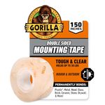 Gorilla Tough & Clear Double Sided XL Mounting Tape, Incredibly Strong Adhesive, Instant Hold, Weatherproof, 1 in x 150 in, (Pack of 1)