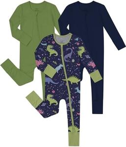 Jimonda Baby Sleeper with Fold-Over Mittens&Footies,Navy&Olive&Dino,6-9M