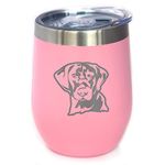 Black Lab Face Wine Tumbler with Sliding Lid - Stemless Stainless Steel Insulated Cup - Labrador Retriever Outdoor Camping Mug - Pink