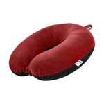 SHOPPINGEKART Neck Pillow – Perfect for Long Trips and Daily Use, Two Adjustable Buttons | Relieves Neck Stress & Offers Secure Fit (Maroon & Black)