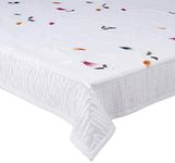 Amazon Brand - Solimo Rectangular Cotton Centre Table Cover, (Leaf, White)(pack of 1)