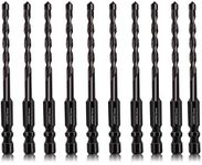 JOERIC 5mm Masonry Drill Bit Set 10PC 3/16” Concrete Drill Bit Set- Ceramic Brick Drill Bit Industrial Cemented Carbide Tip YG6X, Hex Shank for Glass, Soft Ceramic Tile, Mirror, Plastic.