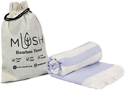 Mush 100% Bamboo Light Weight & Ultra-Compact Turkish Towel Super Soft, Absorbent, Quick Dry,Anti-Odor Bamboo Towel for Bath,Travel,Gym, Swim and Workout (1, Ice Melt Blue)-250 Tc