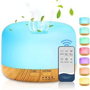 DASIAUTOEM Umidificatore Ad Ultrasuoni 450ML, Diffusore di Oli Essenziali, Diffusore di Aromi con Telecomando 7 Colori Luci LED Umidificatore Per Soggiorno, Camera Letto, Bambino, Yoga, Spa, Ufficio