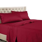 Royal Tradition Solid 600-Thread-Count, 100-Percent Cotton, Split-Top-King 4PC Sheets Set for Adjustable Beds, Burgundy