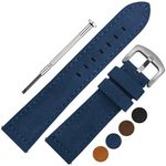 DBLACK ''BUZZ'' Genuine Leather Watch Straps, Matte Finish, Quick Release, Leather Watch Strap // For 20mm, 22mm, or 24mm Genuine Leather Watch Bands (Choose Your Size & Color) (Blue, 22mm)