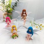 Pinenjoy 4Pcs Miniature Fairy Figurines Small Resin Flower Fairies Ornaments Tiny Elf for DIY Fairy Garden Flower Pot Bonsai Micro Landscapes Craft Home Tabletop Decoration