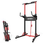 ONETWOFIT Foldable Power Tower Pull Up Bar Station, Multi-Function Adjustable Height Dip Station for Home Gym Workout, Wall mounted pull up, Pull Up Stand 400LBS