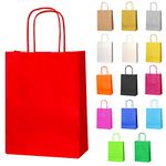 Thepaperbagstore 20 Red Paper Party Bags With Handles - Colourful Paper Gift Bags for Kids and Adults Parties, Birthdays, Weddings, Baby Showers, Hen Parties and Sweets 18x22x8cm