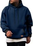 JMIERR Hoodies for Men Cotton Fashion Fleece Long Sleeve Drawstring Hooded Pullover Sweater with Kanga Pocket Casual Sweatshirt Fall Shirts, S, Navy Blue