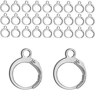 BEADNOVA Stainless Steel Leverback Earring Hooks 100pcs French Ear Wire Lever Back Earwire for Jewelry Making Crafting