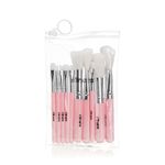 MINARA Premium Makeup Brush Applicator Set of 10 with Easy to Carry Pouch (Pink) | Travel Size Cosmetic Brushes Kit for Face Foundation Blush Eyeshadow with storage