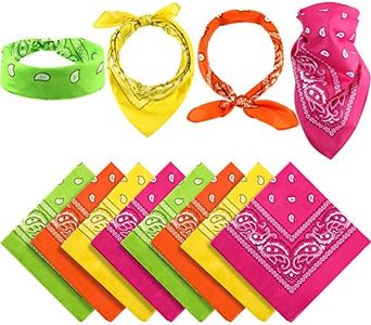 Blulu 12 Pieces Paisley Bandanas Cowboy Bandanas Unisex Print Head Wrap Scarf Wristband(Orange, Yellow, Green, Rose red)