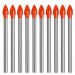 10 Pieces Drill Bits 6mm Tile and Glass Tile Drill Bit Set Tungsten Carbide Drilling Tool for Ceramic Mirror Porcelain Marble, Professional Glass and Tile Drilling Tool with Tungsten Carbide Orange