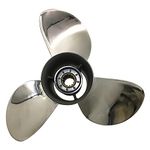 Outboard Propeller 9 7/8x14 Stainless Steel Prop Fit for Yamaha Engine 25HP-30HP 10 Tooth 3 Blades RH 9.875x14