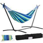 Double Hammock Stands Portable Hammock Stand Heavy Duty Steel Stand for Outdoor Patio or Indoor (Blue)