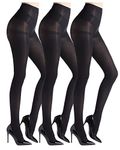 ZIHUA 3 Pairs Opaque 40 Denier Black Tights for Women, Control Shaping Ladies Tights(Black, L)